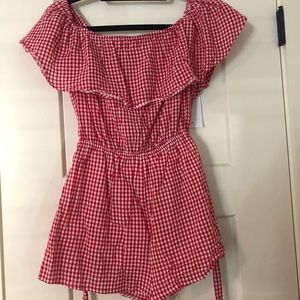 Red gingham LF romper